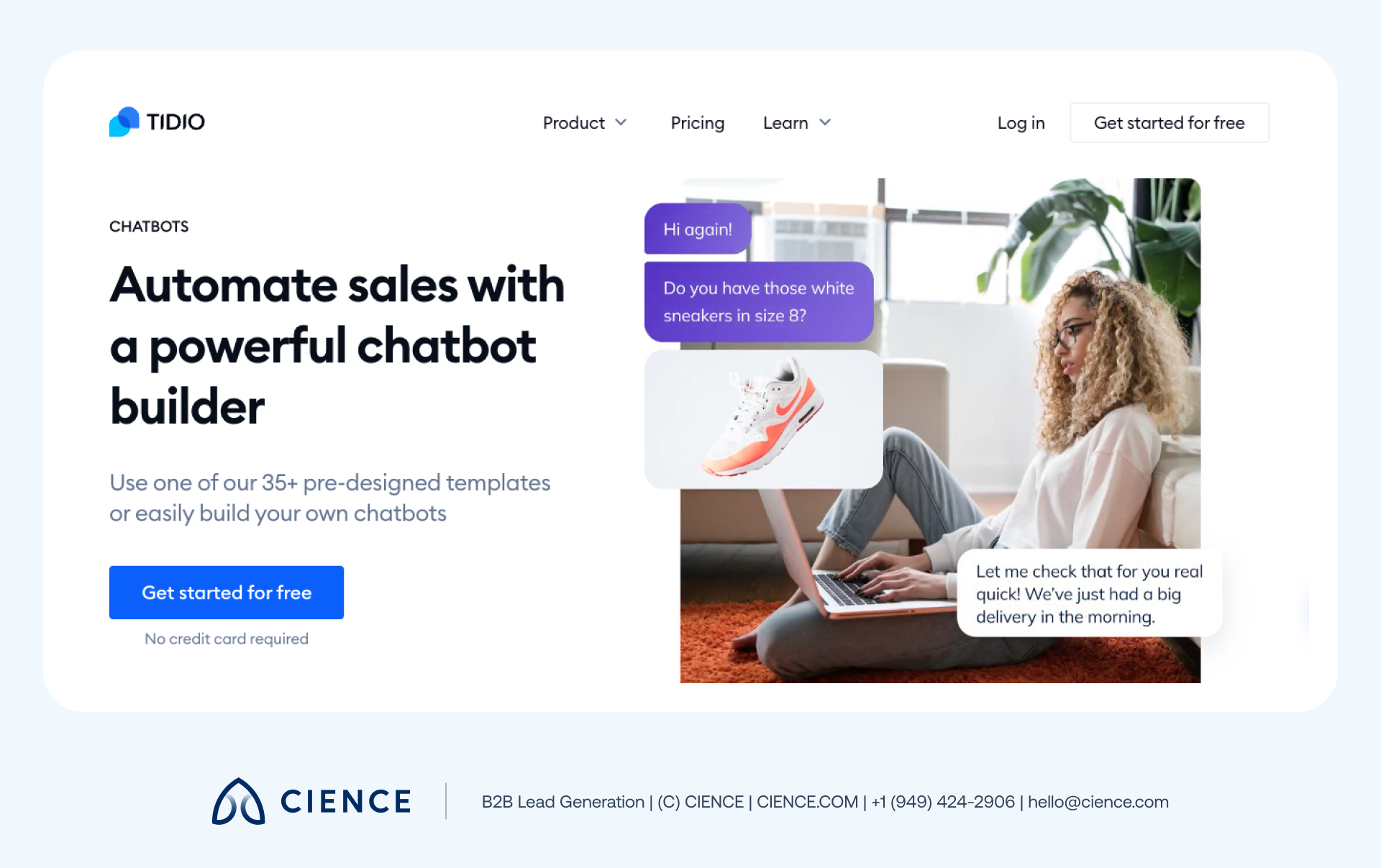 Tidio chatbot builder with drag-and-drop interface and multichannel messaging